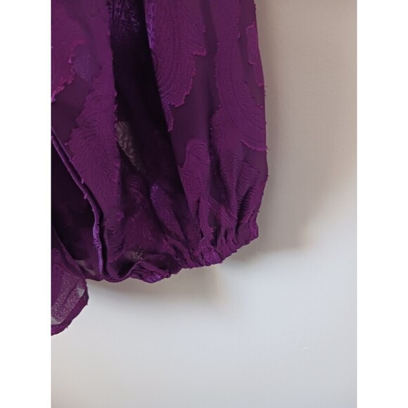 Mason & Belle Womens Blouse Top Floral Metallic‎ Long Sleeve Purple Size L - Picture 4 of 7